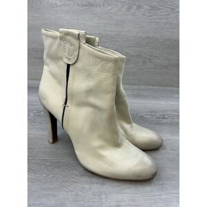 Strategia Womens Western Boots White Leather Distressed Cowgirl 7.5 Rodeo Shoes‎